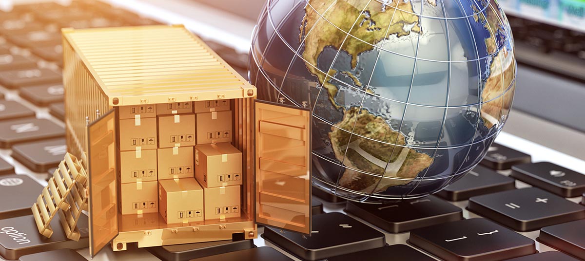 Global logistics concept with open container