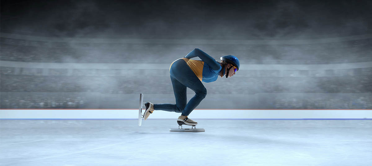 Ice skater competing in stadium