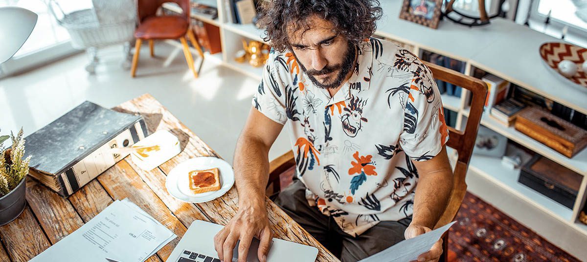 Man working at home office desk