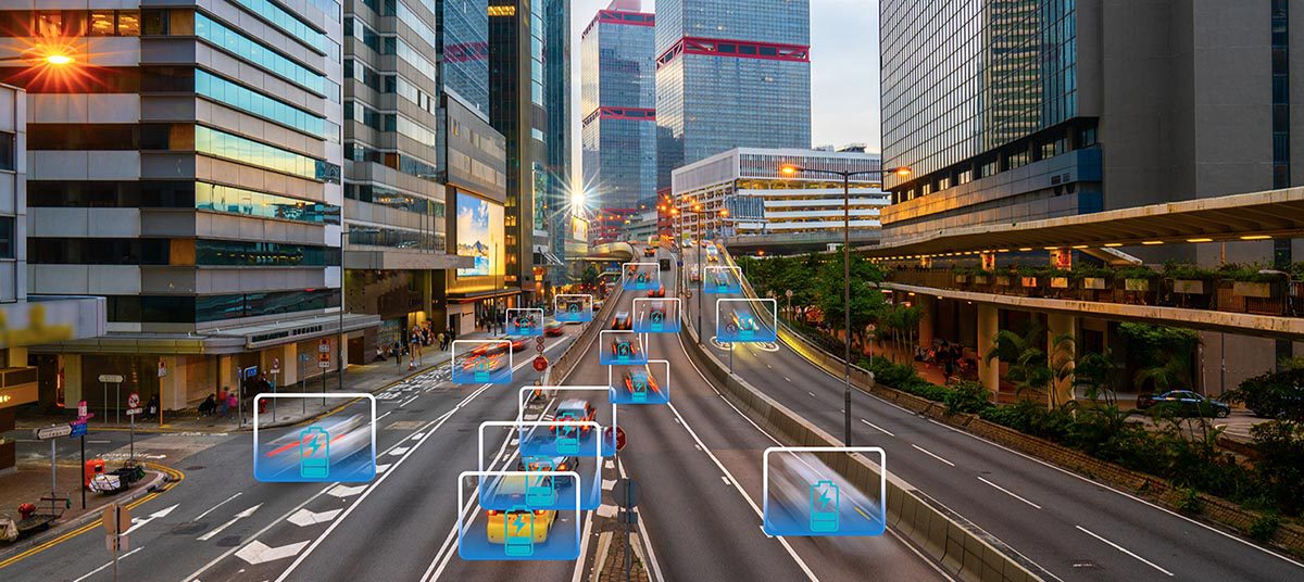 Smart city road with digital tags