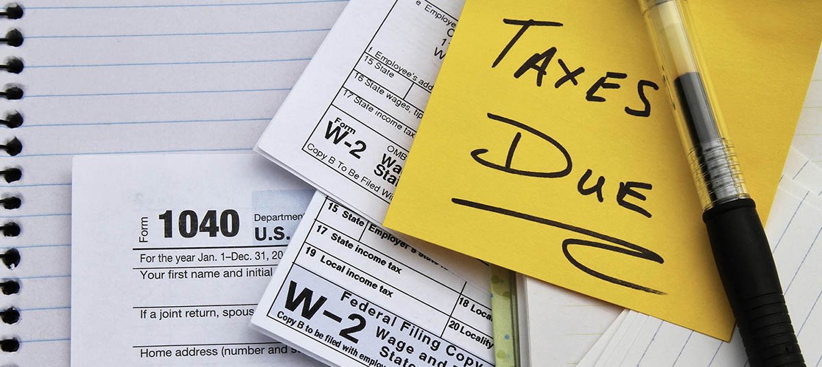 Tax forms and "Taxes Due" note