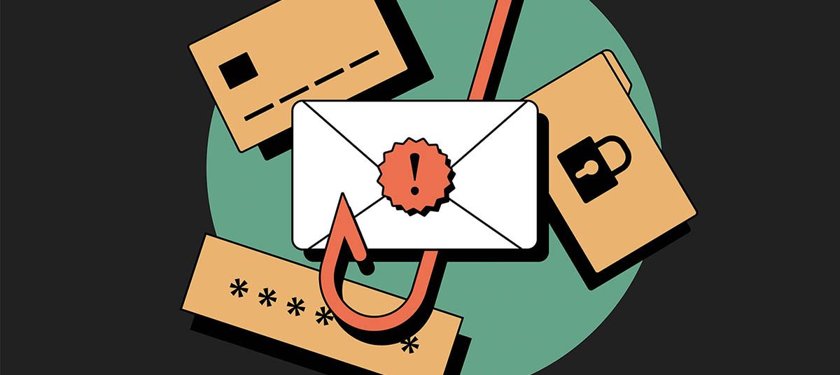 Email phishing concept with hook