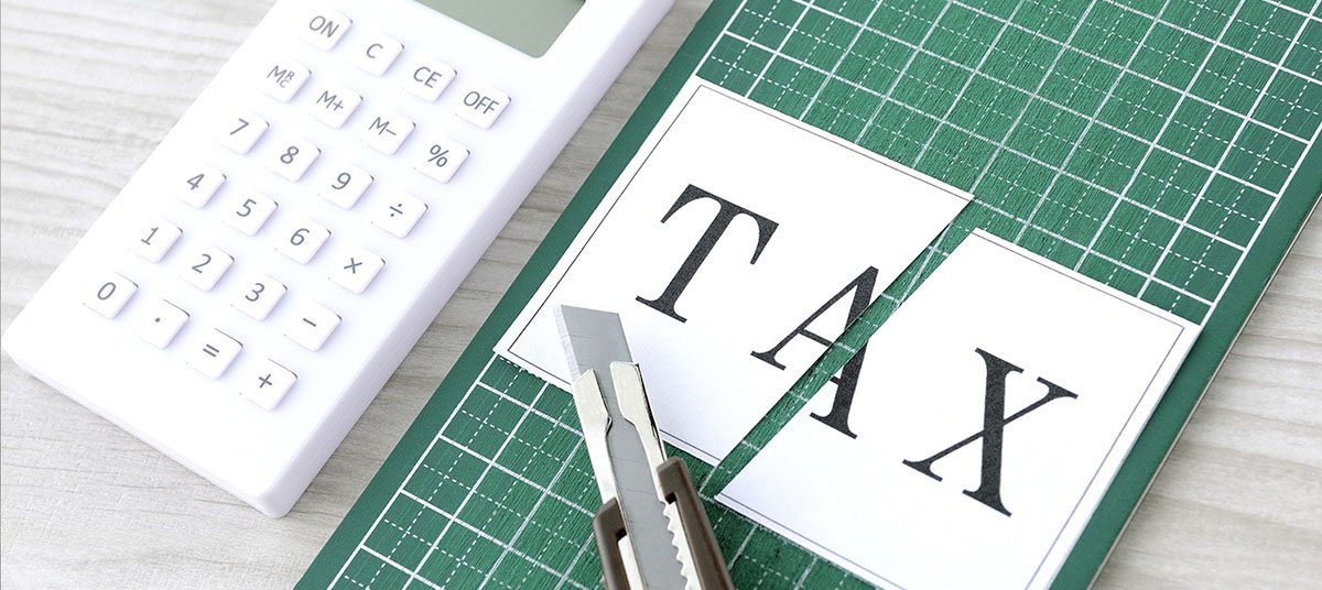 Tax paper sliced with a cutter