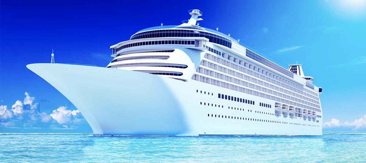 Luxury cruise liner under blue sky