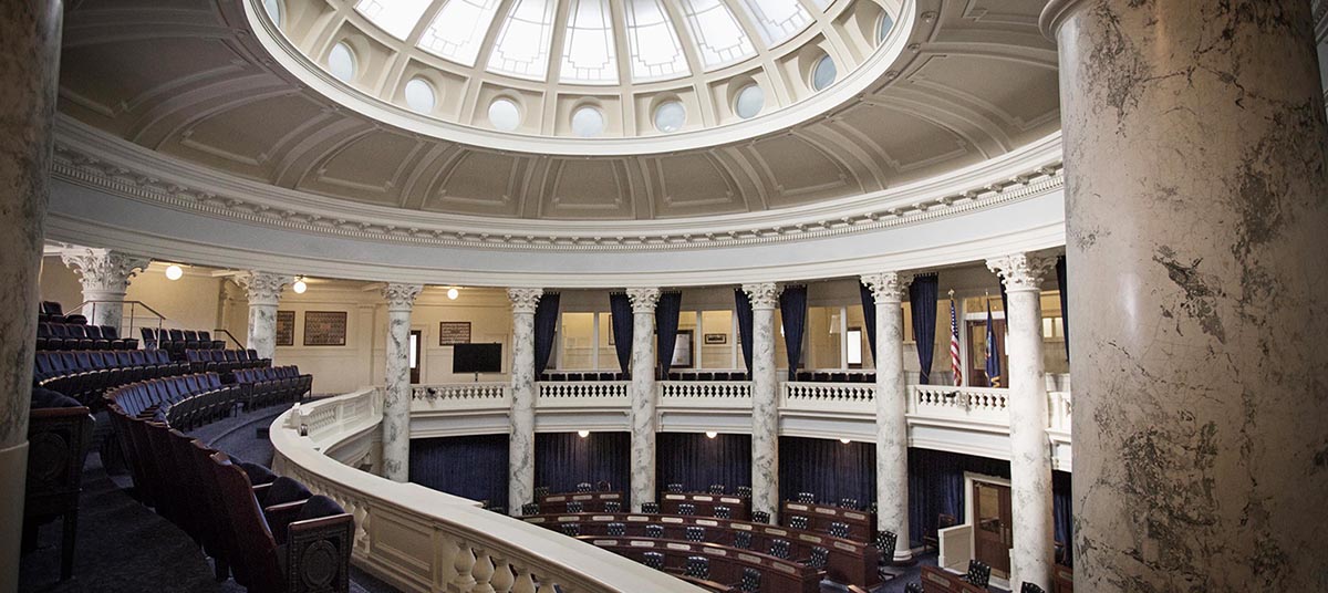 Elegant assembly room under a skylight dome