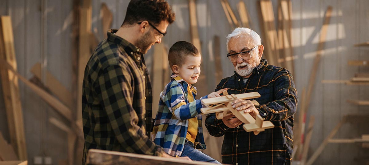Family bonding over woodworking project