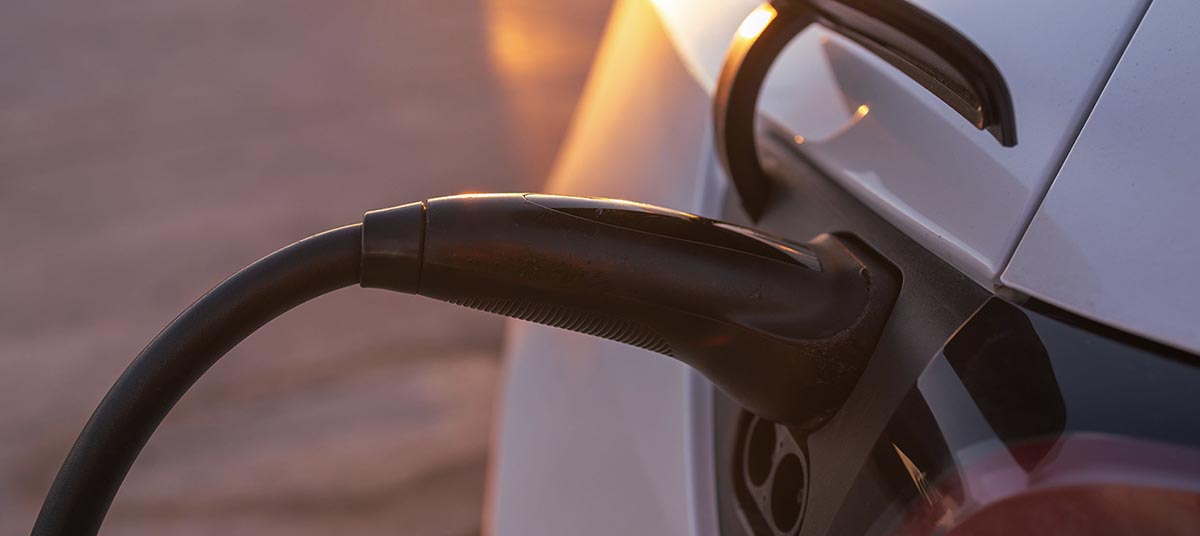 Close-up of EV charging plug