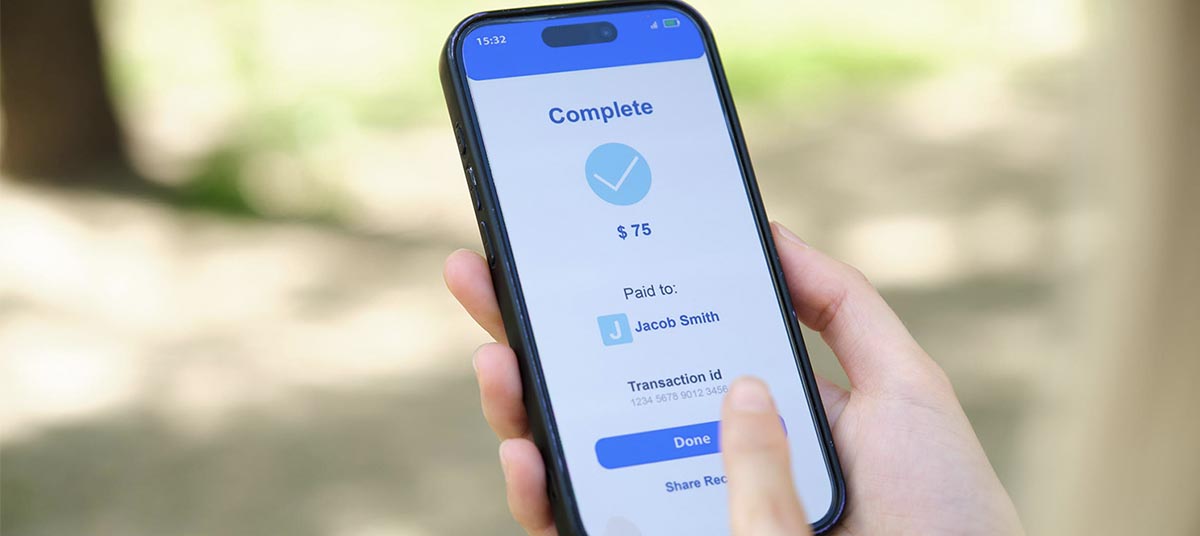 Payment completed on smartphone screen