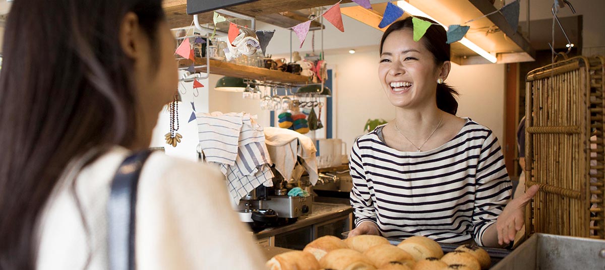 Friendly service in a pastry shop