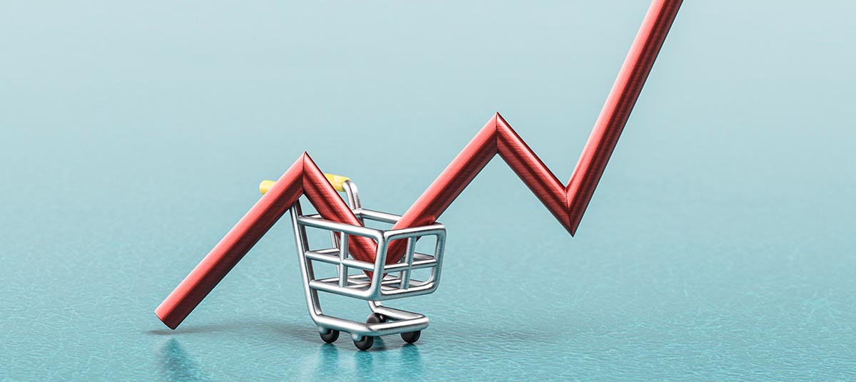 Rising graph in shopping cart