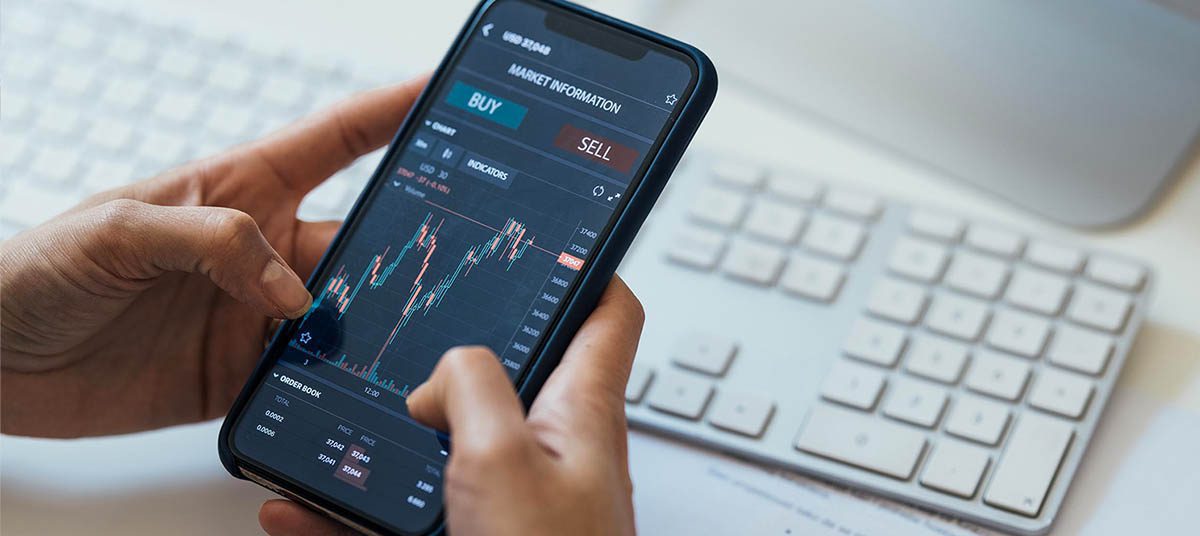 Stock trading app on smartphone