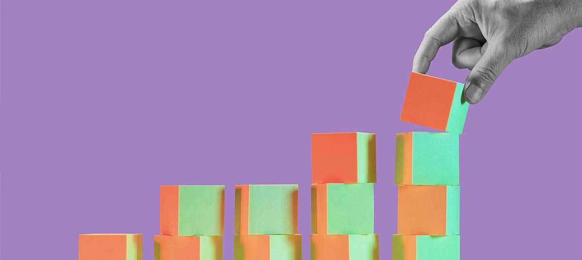 Building blocks arranged in ascending order