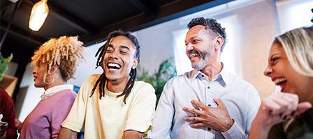 Diverse people enjoying a conversation