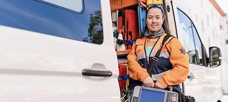 Medical professional in uniform with gear