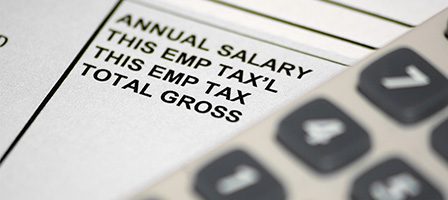 Payroll document with calculator