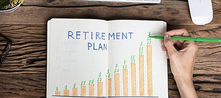 Retirement plan graph in notebook