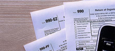 IRS forms 990, 990-EZ, 990-PF