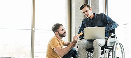 Business discussion between two professionals indoors