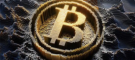 Abstract Bitcoin design with 3D effect
