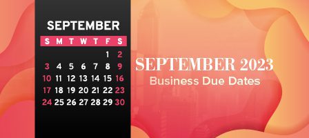September 2023 calendar with business due dates