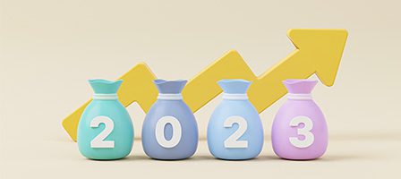 Growth symbol with 2023 bags