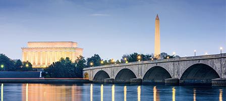 Washington D.C. landmarks at twilight