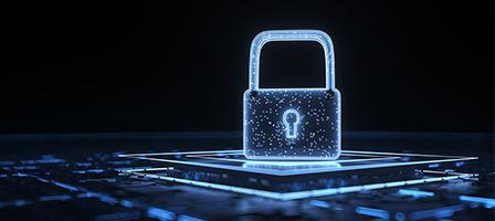 Secure technology concept with glowing lock