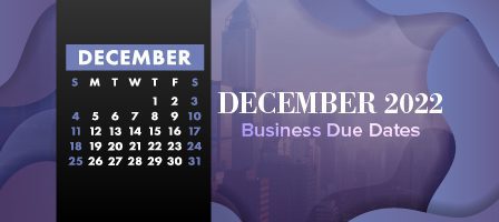 December 2022 calendar with business due dates