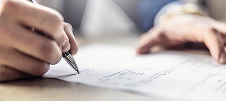 Hand writing on a document