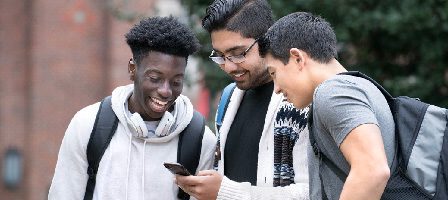 Group of young men with backpacks