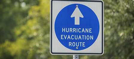 Hurricane evacuation route sign