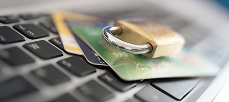 Credit cards secured with a padlock