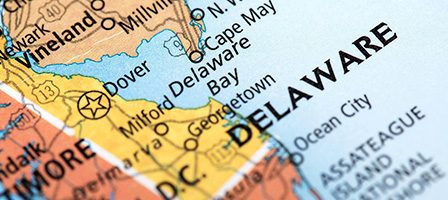 Delaware state map close-up