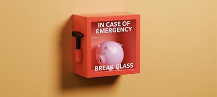 Emergency piggy bank in red box