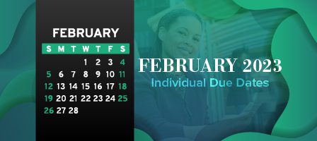 February 2023 calendar with due dates