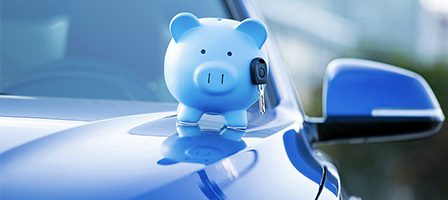 Savings concept with blue car
