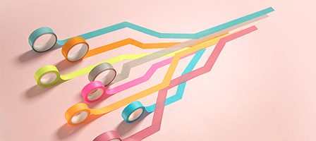 Vibrant tape lines forming a pattern