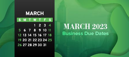 March 2023 calendar and business due dates