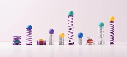 Assorted springs with colorful tops
