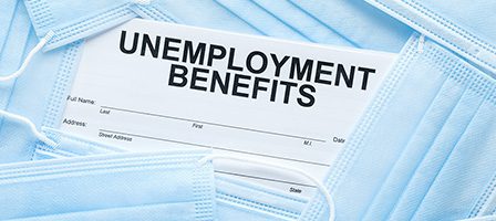 Unemployment benefits form with masks