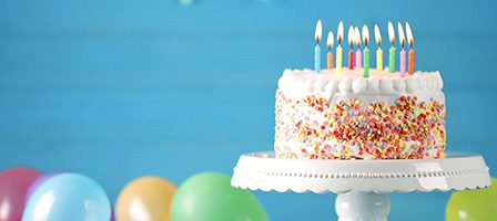 Birthday cake with colorful sprinkles